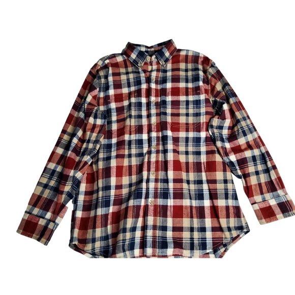 ridgecut toughwear mens large long sleeve flannel plaid button down shirt. - Picture 1 of 3